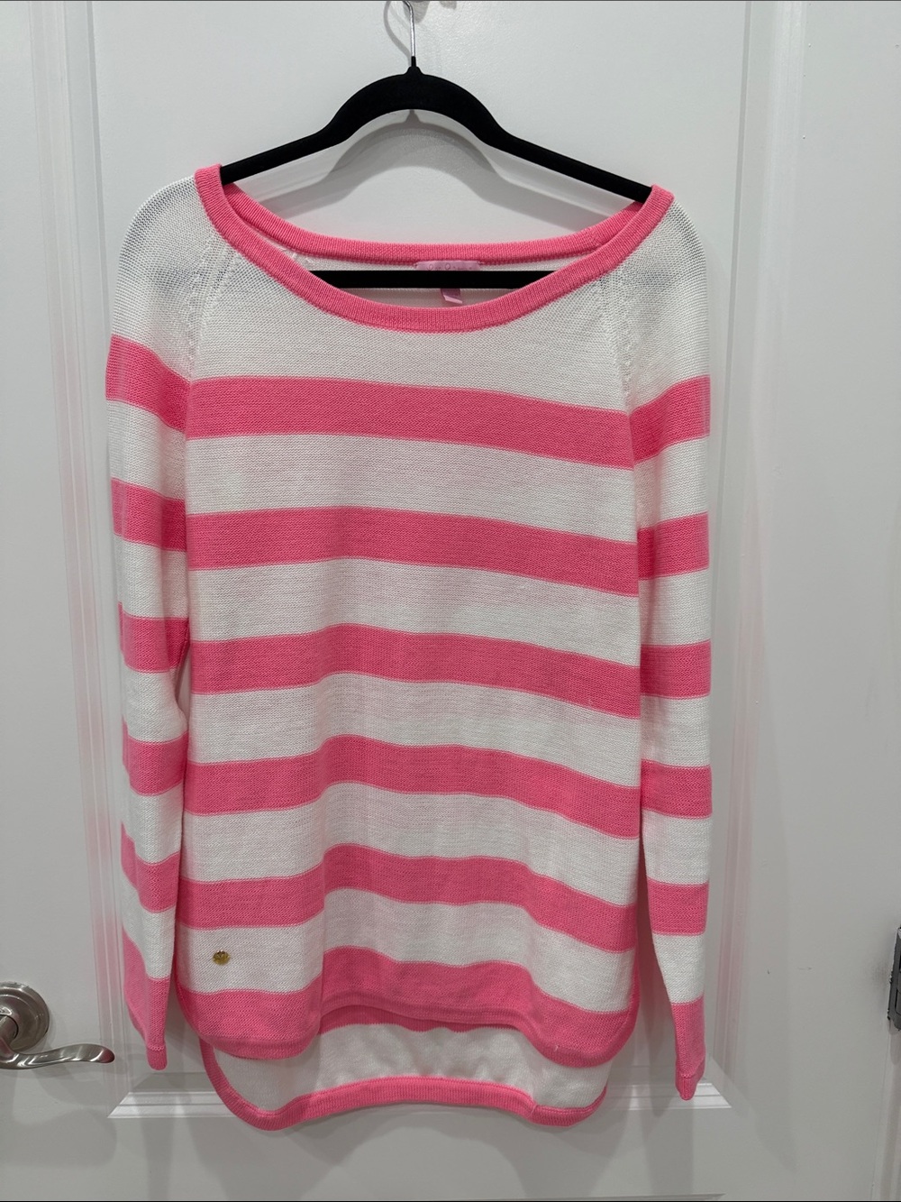 Lilly Pulitzer Pink & White Striped Boatneck Sweater
